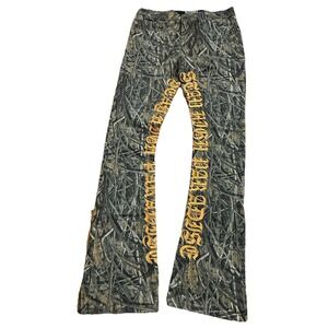 R3bel Men's Stacked Fit‎ Camouflage Denim Jeans Camo 32W Embroidered